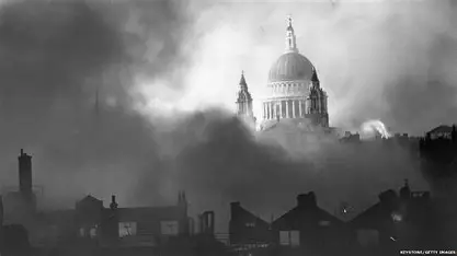St Paul's Cathedral at the heart of the air raid, 29 December 1940
